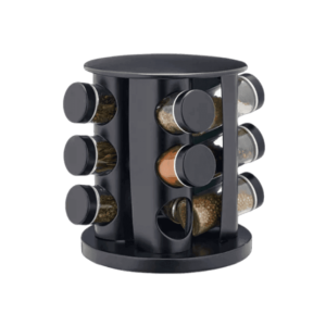 Especiero Giratorio X12 Frascos Negro Redondo Metalico C5173