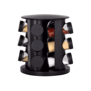 Especiero Giratorio X12 Frascos Negro Redondo Metalico C5021