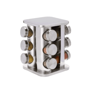 Especiero Giratorio X12 Frascos Negro Cuadrado Metalico C5020