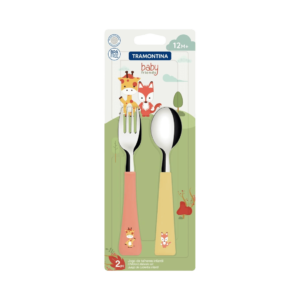 Set x2 Cubiertos Acero Inoxidable Niños Baby Friends 23797/905 Tramontina