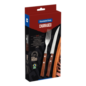 Set x12 Cubiertos Acero Inoxidable Asado Churrasco Madera 22299/009 Tramontina