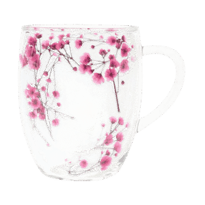 Taza de Doble Vidrio Flores 350ml