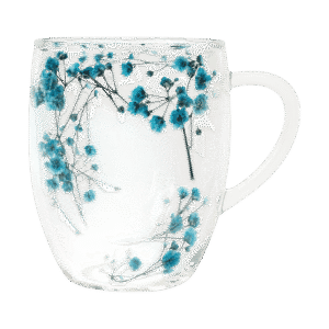 Taza de Doble Vidrio con Diseño de Flores c/Asa 350ml (100140)