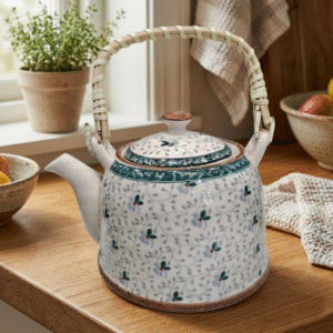 Tetera de Porcelana 800ml Flores Grises