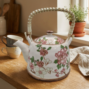 Tetera de Porcelana 800ml Flores Rosas