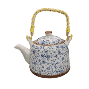 Tetera de Porcelana 650ml c/Filtro Infusor Diseño Flores Celestes