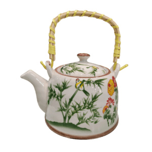 Tetera de Porcelana 800ml c/Filtro Infusor Diseño Pájaros Verde