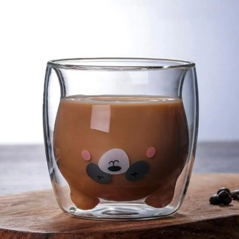 Taza Doble Vidrio 300ml Panda
