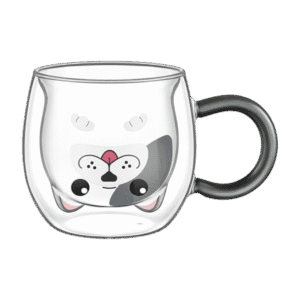 Taza de Doble Vidrio con Diseño Perro c/Asa 280ml