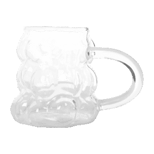 Taza de Vidrio con Diseño Burbujas c/Asa 350ml