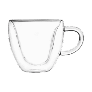 Taza de Doble Vidrio Café C/Asa Diseño Corazón 80ml