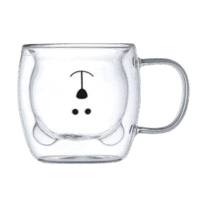 Taza de Doble Vidrio con Diseño Oso c/Asa 300ml