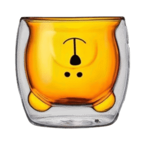 Taza de Doble Vidrio con Diseño Oso Sin Asa Color 280ml