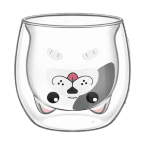 Taza de Doble Vidrio con Diseño Perro Sin Asa 280ml