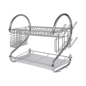 Escurridor de Platos Cromado Dos Pisos c/Escurridor de Cubiertos Grande