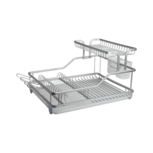 Escurridor de Platos de Acero Plateado Dos Pisos c/Escurridor de Cubiertos