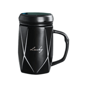 Taza de Cerámica c/Tapa Y Espejo Diseño Lucky 500ml