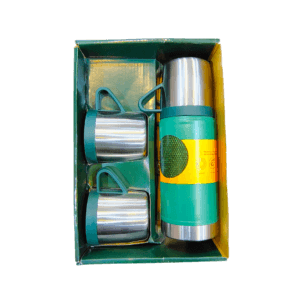 Termo Acero Inoxidable c/Pico Cebador + 3 Tazas 600ml