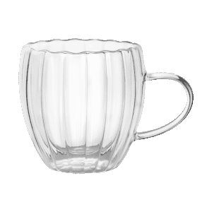 Taza de Doble Vidrio Café C/Asa Diseño Acanalada 150ml