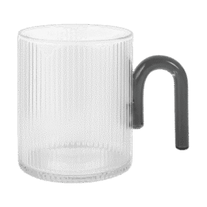 Taza de Vidrio con Diseño Rayado c/Asa 350ml