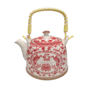 Tetera de Porcelana 800ml c/Filtro Infusor Diseño Oriental Rojo