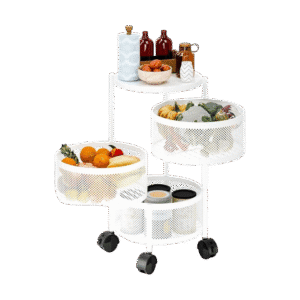 Organizador de Frutas y Verduras de Acero Inoxidable Circular 3 Pisos Blanco