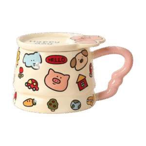 Taza de Cerámica Con Tapa Happy Day 400ml