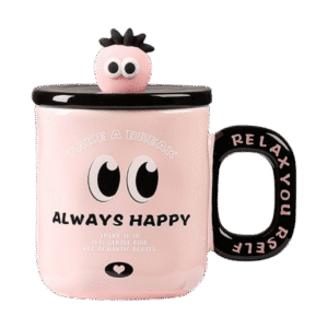 Taza de Cerámica Con Tapa + Cuchara Diseño Relax You 360ml