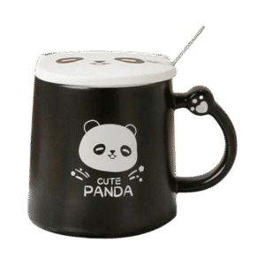Taza de Cerámica Con Tapa + Cuchara Cute Panda 370ml