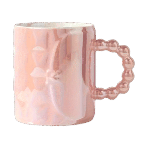 Taza de Cerámica Colores Pastel Con Asa de Perlas 400ml