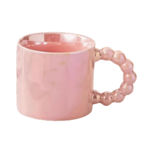 Taza de Cerámica Colores Pastel Con Asa de Perlas 350ml