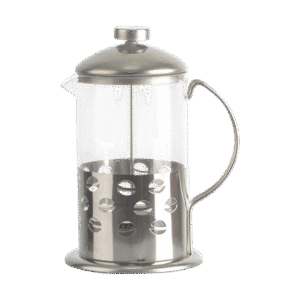 Cafetera Embolo De Vidrio Prensa Francesa Acero Plateado Granos Café 1L