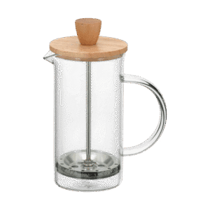 Cafetera Embolo De Vidrio Prensa Francesa Tapa De Madera 600ml