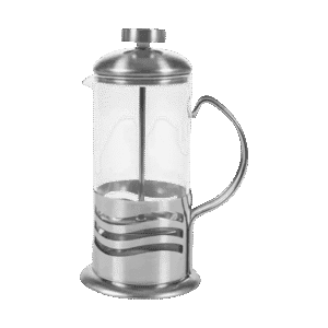 Cafetera Embolo De Vidrio Prensa Francesa Acero Plateado Rayado Curvo 350ml