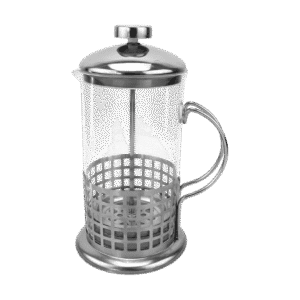 Cafetera Embolo De Vidrio Prensa Francesa Acero Plateado Cuadrados 350ml