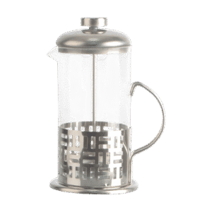 Cafetera Embolo De Vidrio Prensa Francesa Acero Plateado Rayas Cruz 600ml