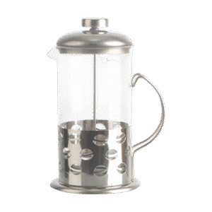 Cafetera Embolo De Vidrio Prensa Francesa Acero Plateado Granos Café 600ml