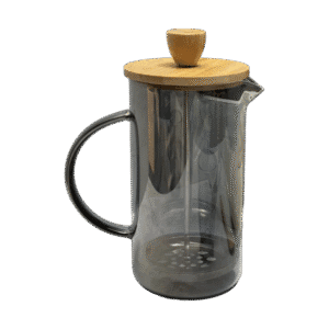 Cafetera Embolo De Vidrio Prensa Francesa Tapa De Bambú 600ml