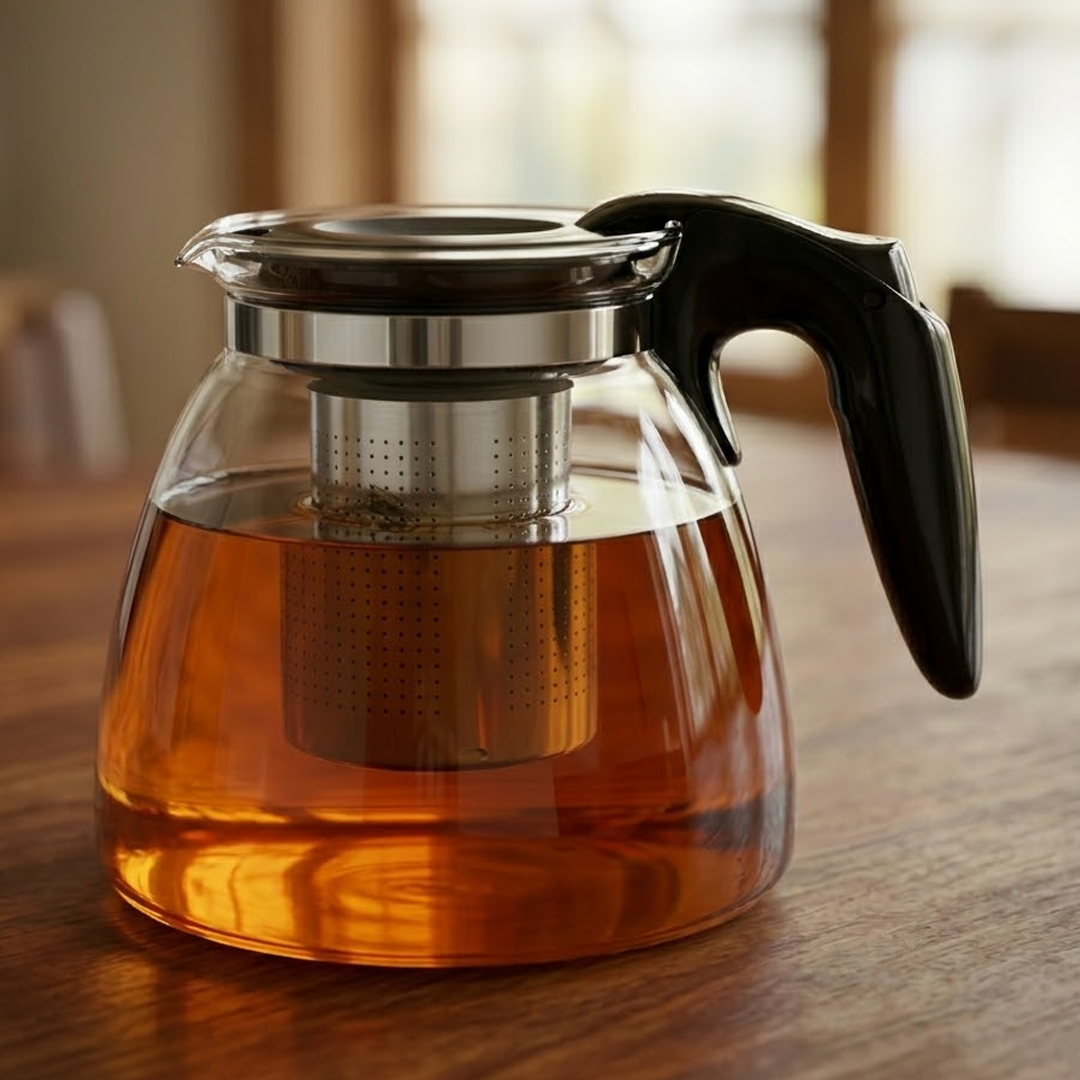 Tetera de Vidrio 900ml c/Filtro Infusor Manija Negro