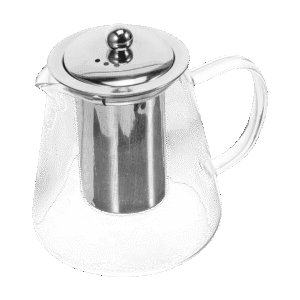 Tetera de Vidrio 1800ml c/Filtro Infusor Cónico Plateado
