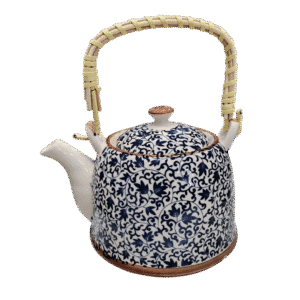 Tetera de Porcelana 800ml c/Filtro Infusor Diseño Ramas Azules