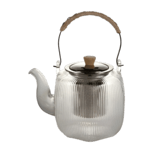 Tetera de Vidrio 1L c/Filtro Infusor Cónico Mango Cuerda Cuadrada