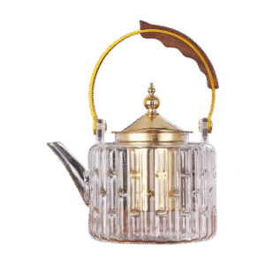 Tetera de Vidrio 1L c/Filtro Infusor Cónico Dorado Mango Madera