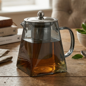 Tetera de Vidrio 550ml c/Filtro Infusor Cónico Gris Oscuro