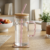 Vaso de Vidrio Con Tapa Bambú + Sorbete Rosa 400ml