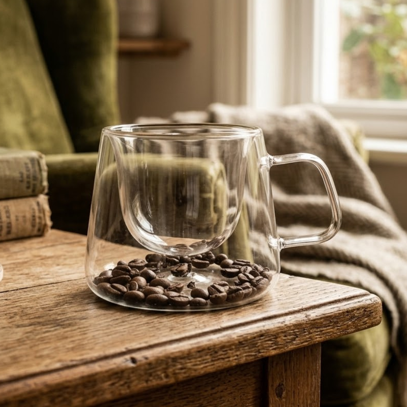 801081 Taza Doble Vidrio 150ml