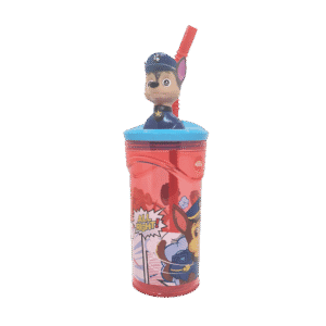 Vaso de Plástico Cresko c/Tapa Y Sorbete PW201 Paw Patrol 360ml