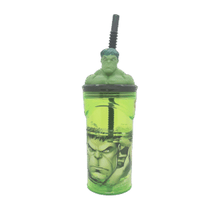 Vaso de Plástico Cresko c/Tapa Y Sorbete SP466 Marvel 360ml