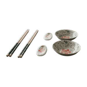 Set de Sushi Cerámica Premium Estilo Japonés Blanco y Verde x6
