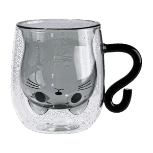 Taza de Doble Vidrio Diseño de Gato 320ml